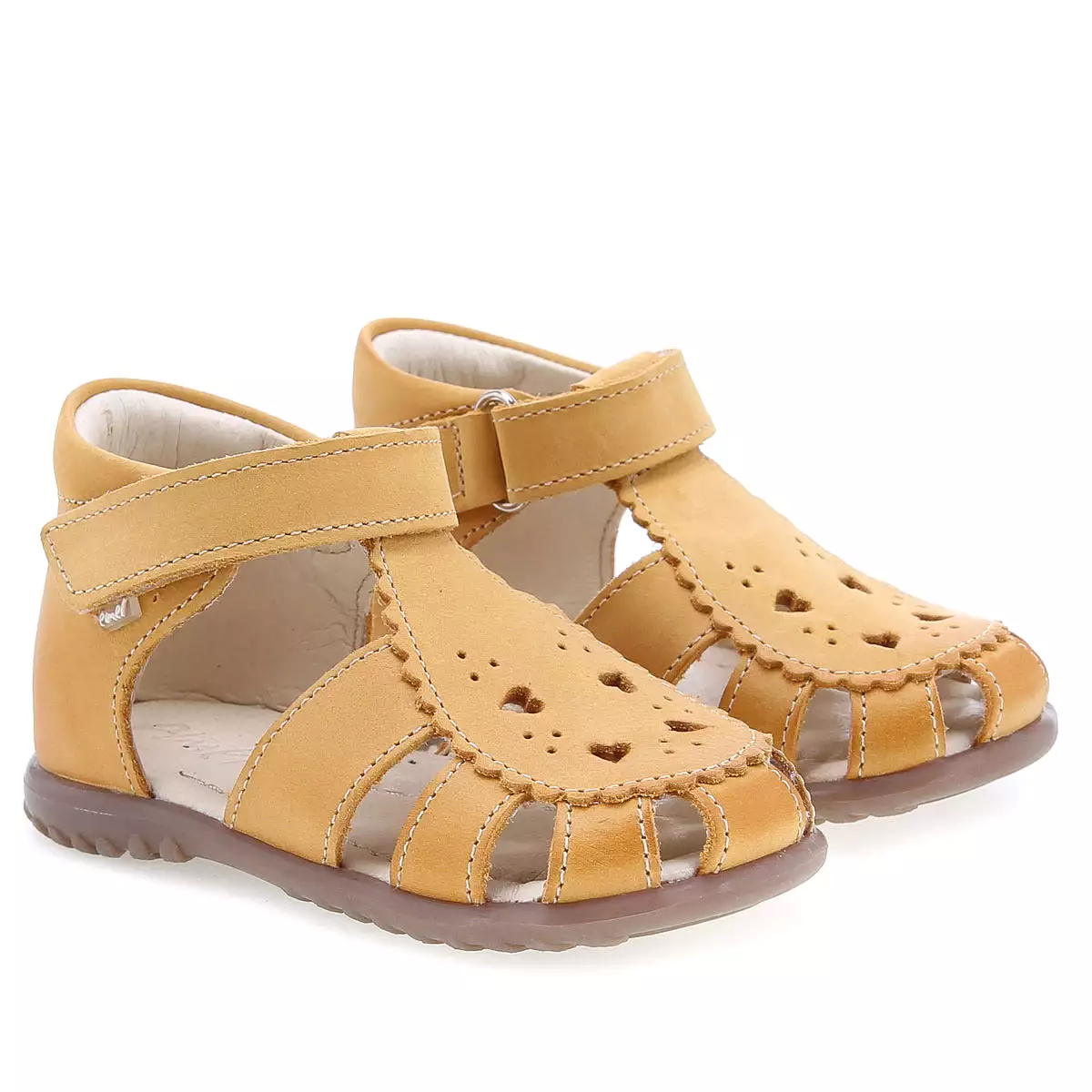 (1214A-14) Emel yellow hearts closed sandals