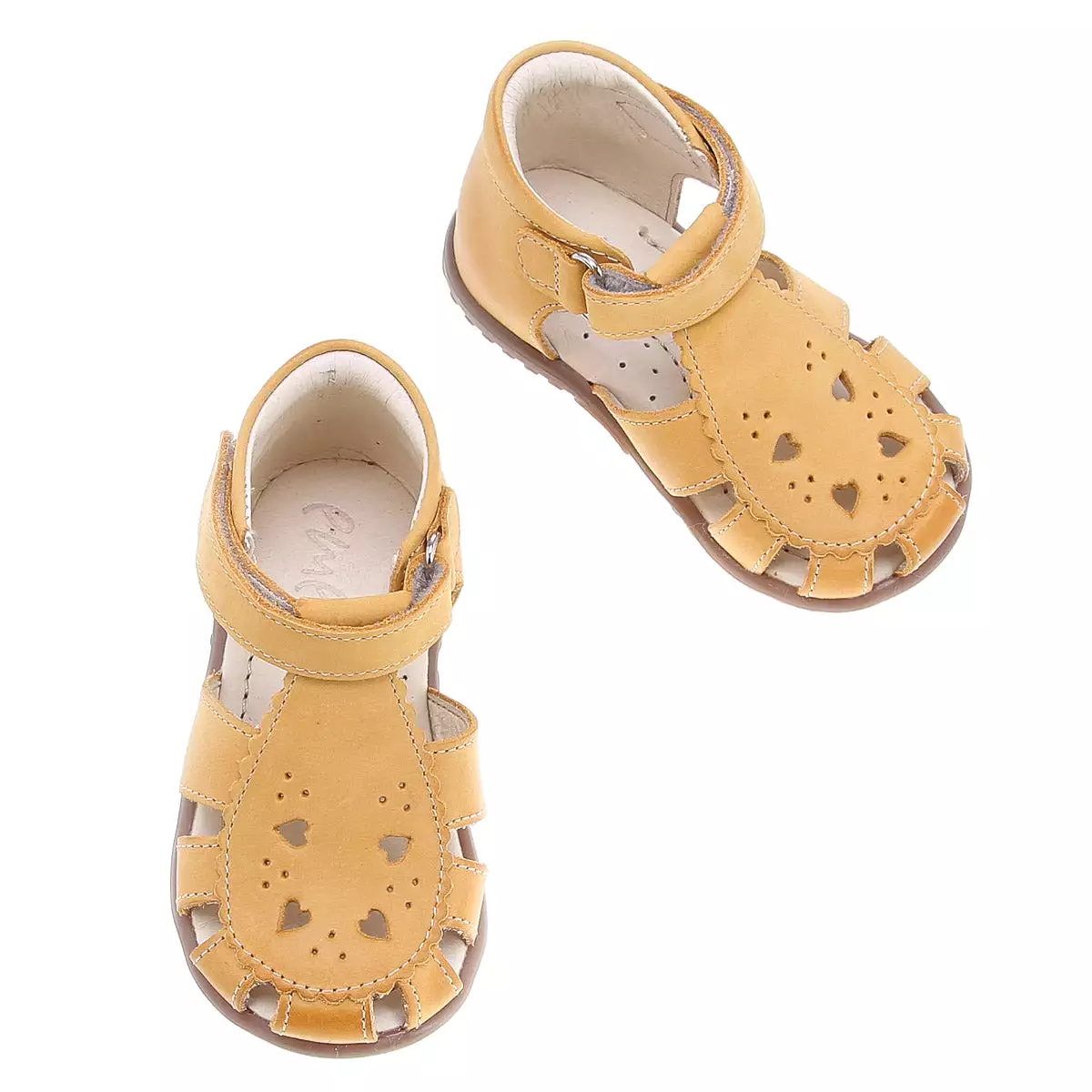 (1214A-14) Emel yellow hearts closed sandals