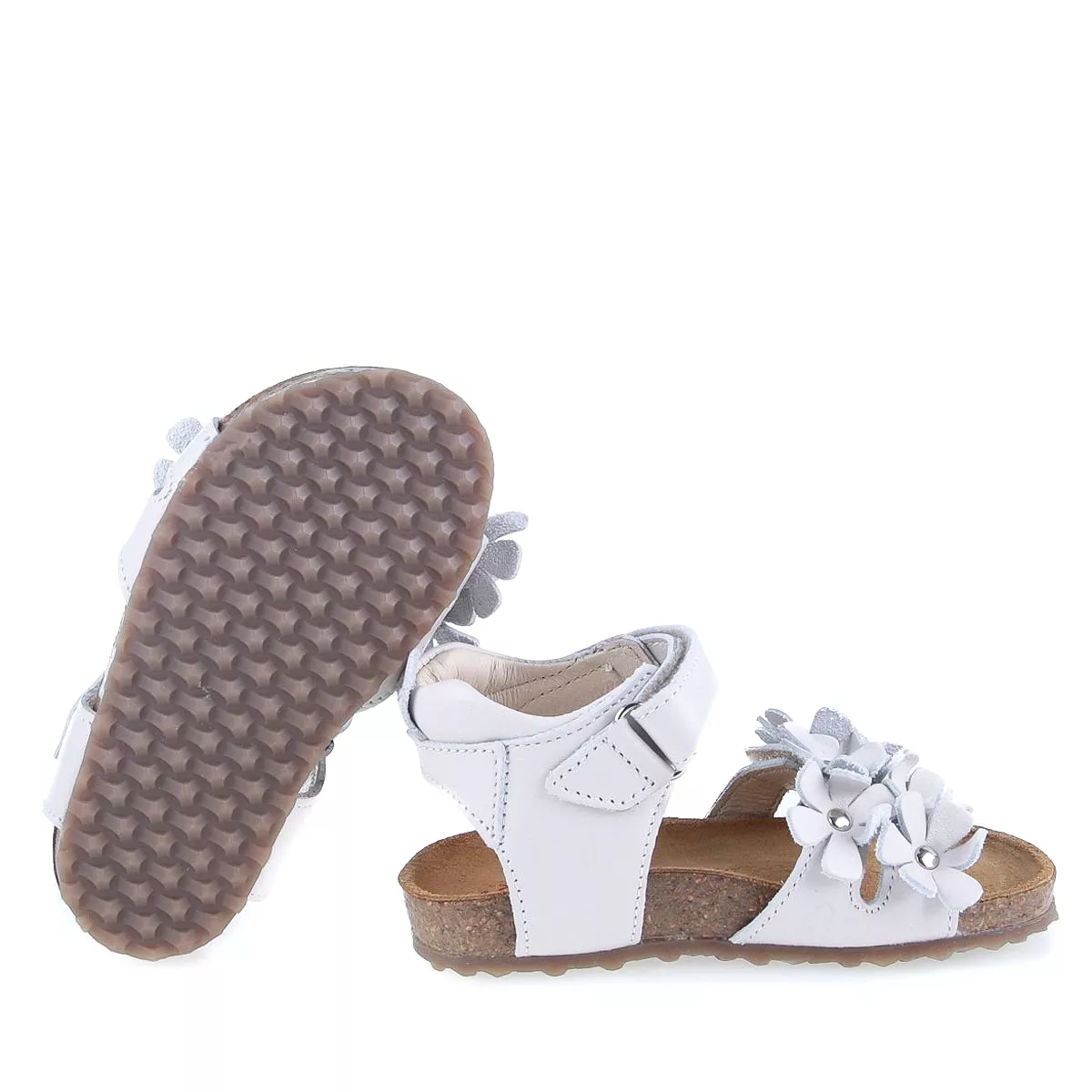 (2640D-5) Emel White Flowers sandals