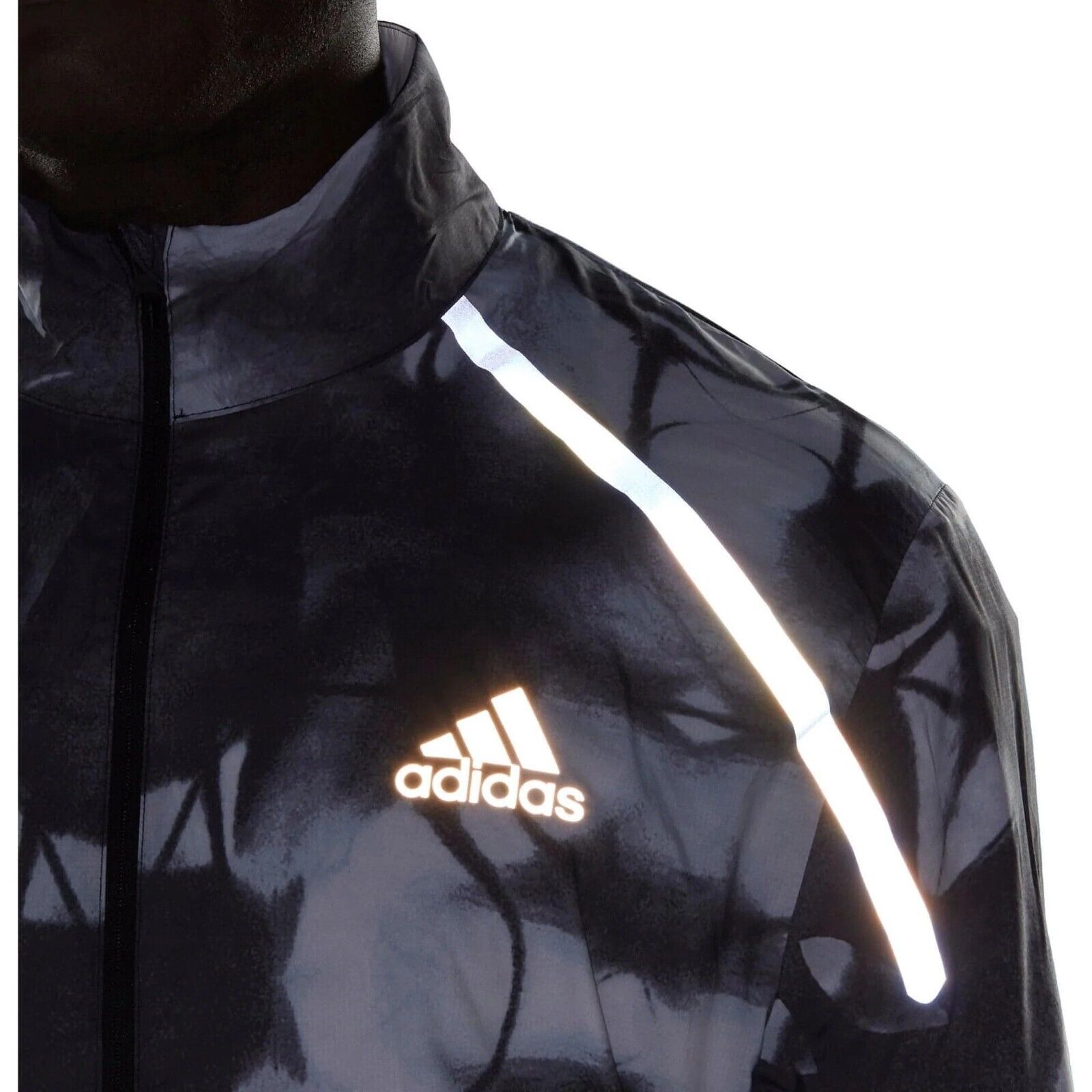 adidas Marathon Running Jacket Mens Fitness Lightweight WIND.RDY Black Blue