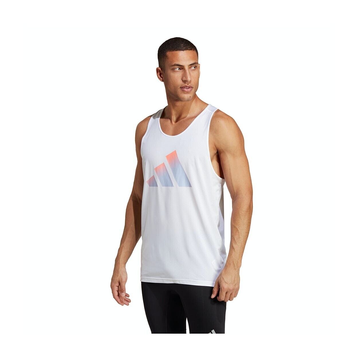 adidas Run Icons Mens Running Singlet White Sports Vest