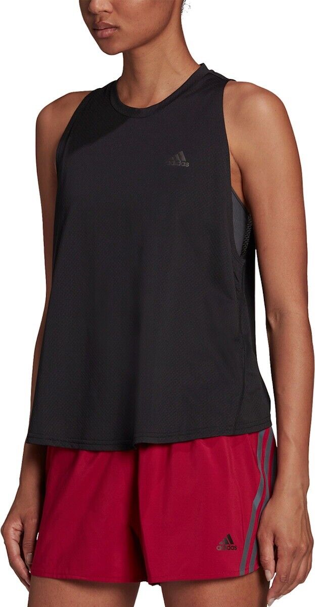 adidas Run Icons Womens Running Tank Top Vest Made With Nature Black Breathable