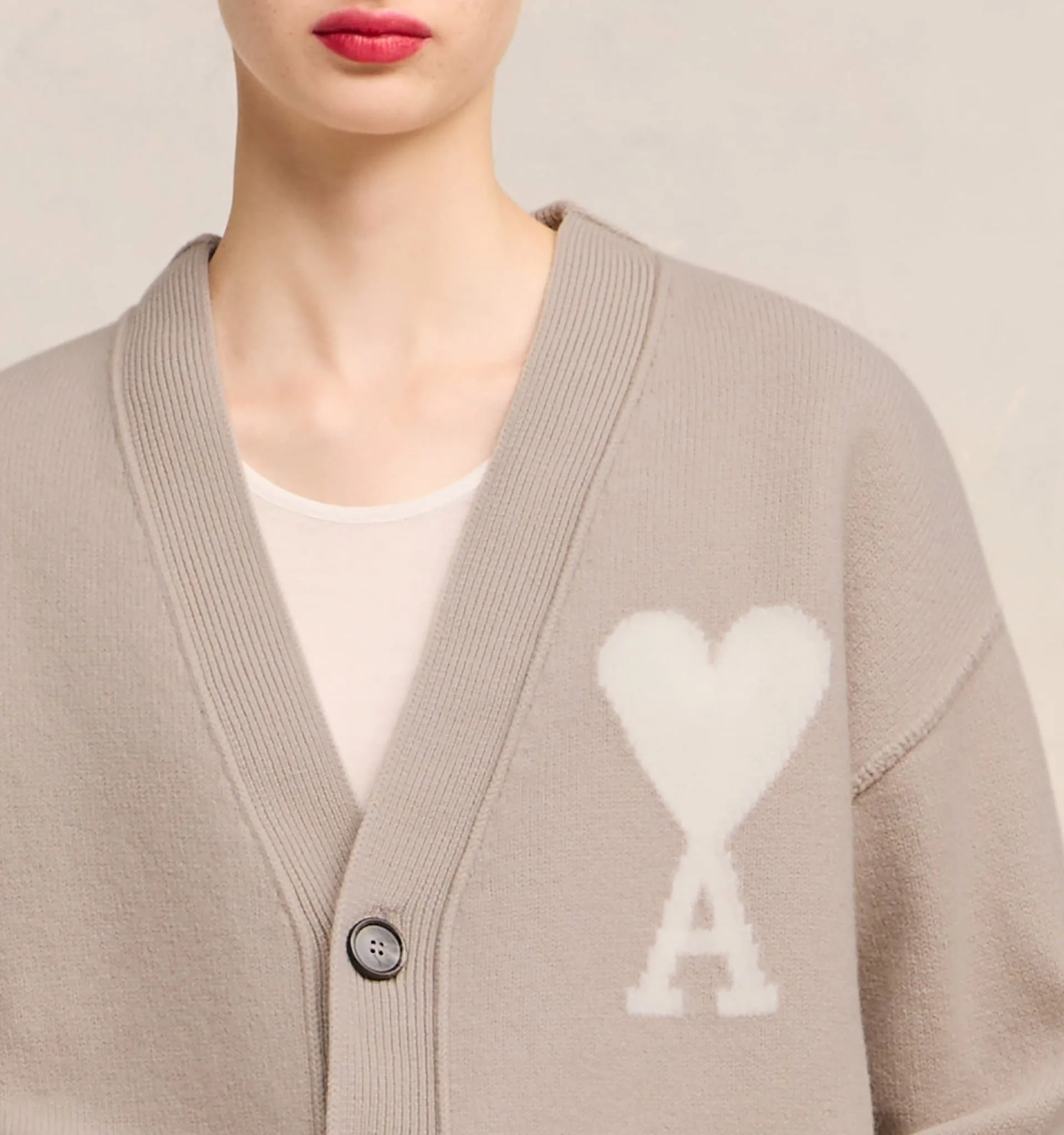 AMI PARIS  |Casual Style Wool Long Sleeves Logo Cardigans