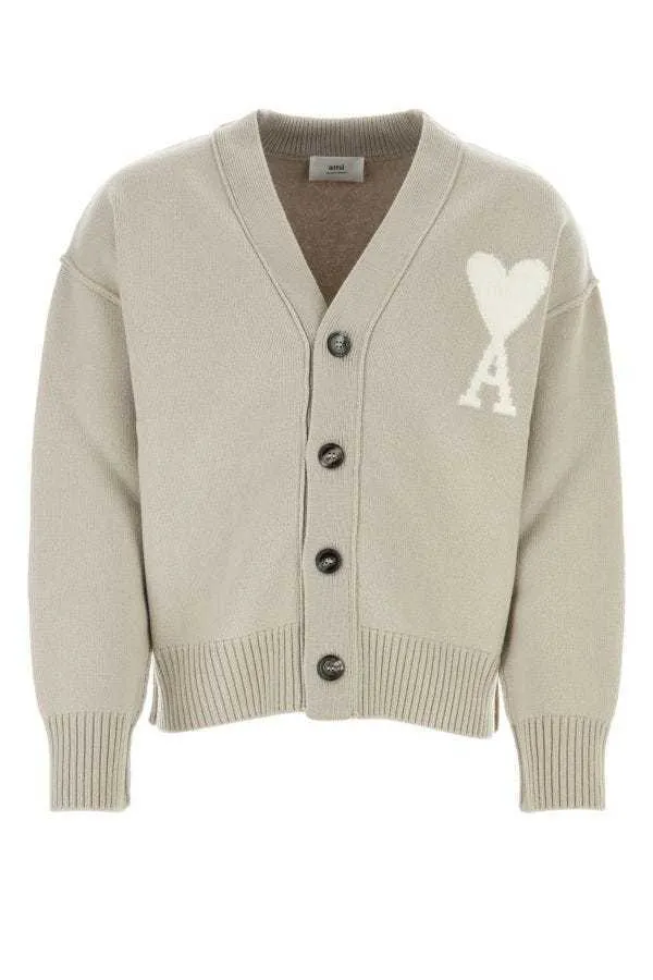 AMI PARIS  |Casual Style Wool Long Sleeves Logo Cardigans