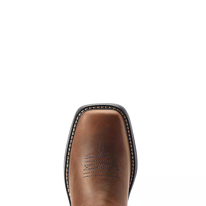 'Ariat' Youth 9 WorkHog XT VentTek Western Square Toe - Brown / Blue