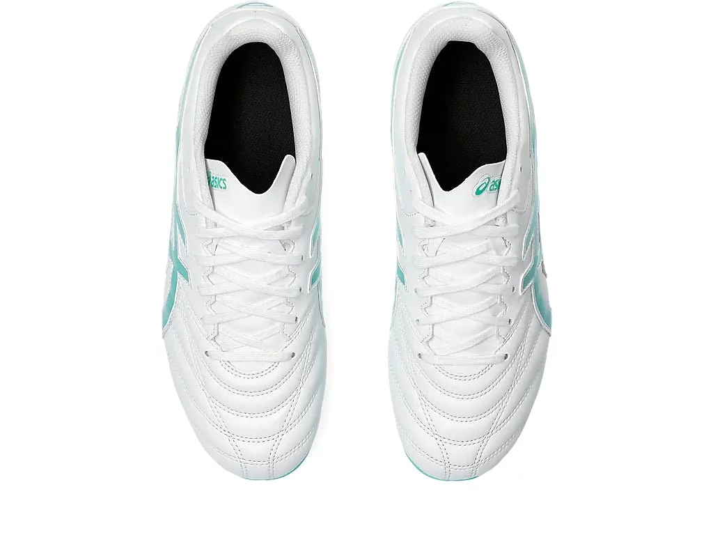 ASICS JUNIOR LETHAL FLASH WHITE/GREEN FOOTBALL BOOTS