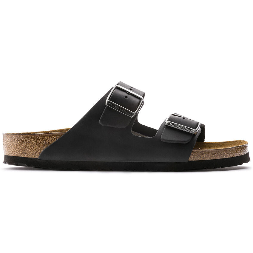 Birkenstock UNISEX Arizona Oiled Leather (Black - Narrow Fit)