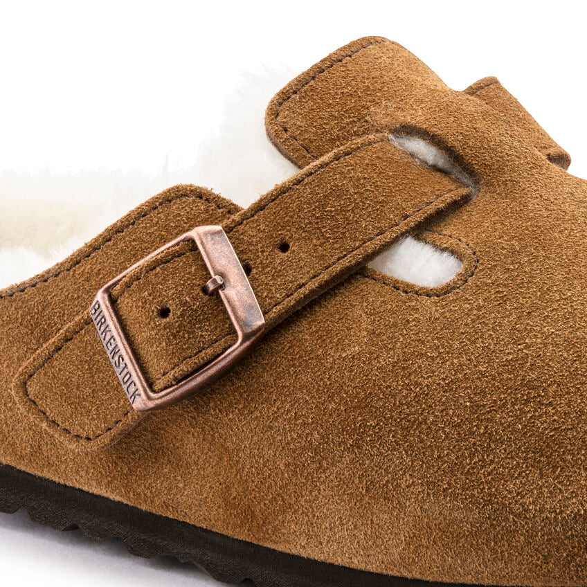 Birkenstock UNISEX Boston Shearling Suede Leather (Mink - Wide Fit)