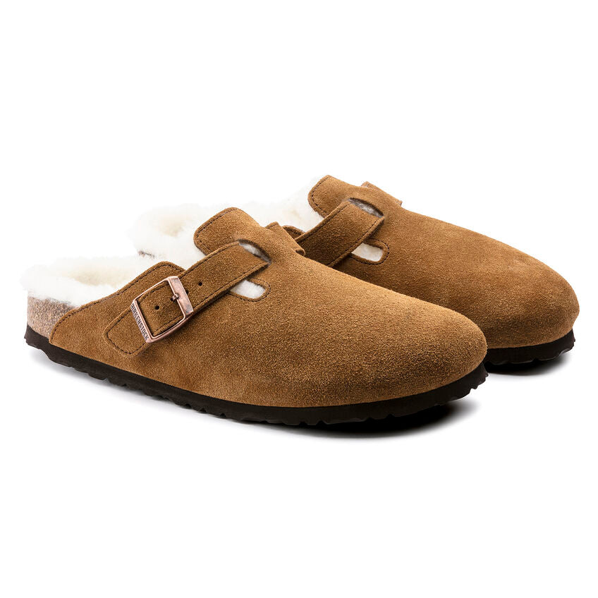 Birkenstock UNISEX Boston Shearling Suede Leather (Mink - Wide Fit)