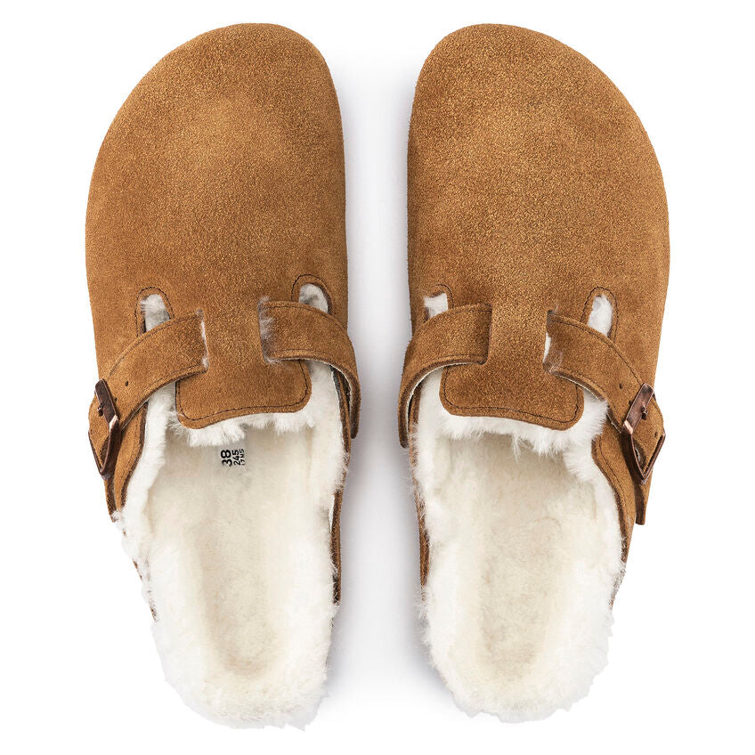 Birkenstock UNISEX Boston Shearling Suede Leather (Mink - Wide Fit)