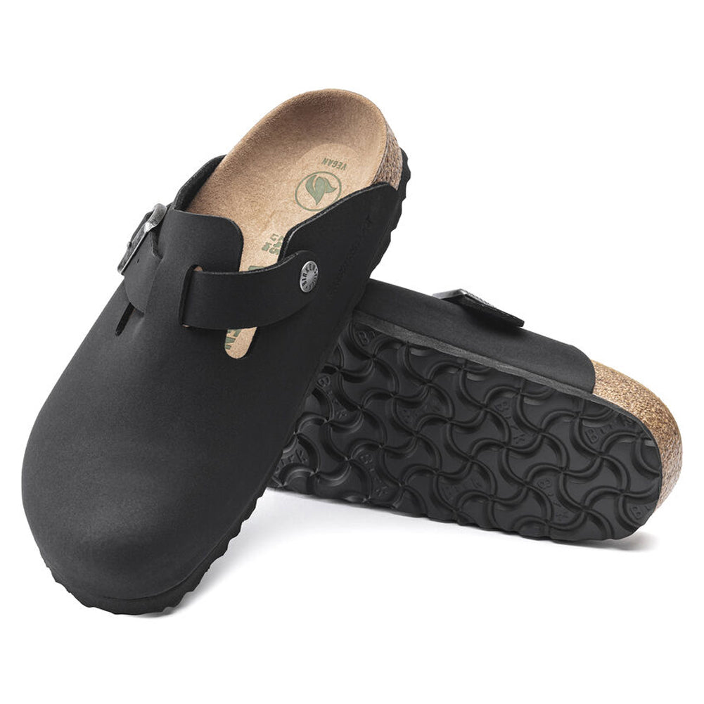 Birkenstock UNISEX Boston Vegan Birkibuc (Black - Wide Fit)