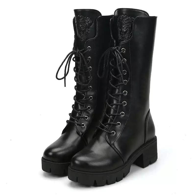 Black PU Martin Boots AD12098