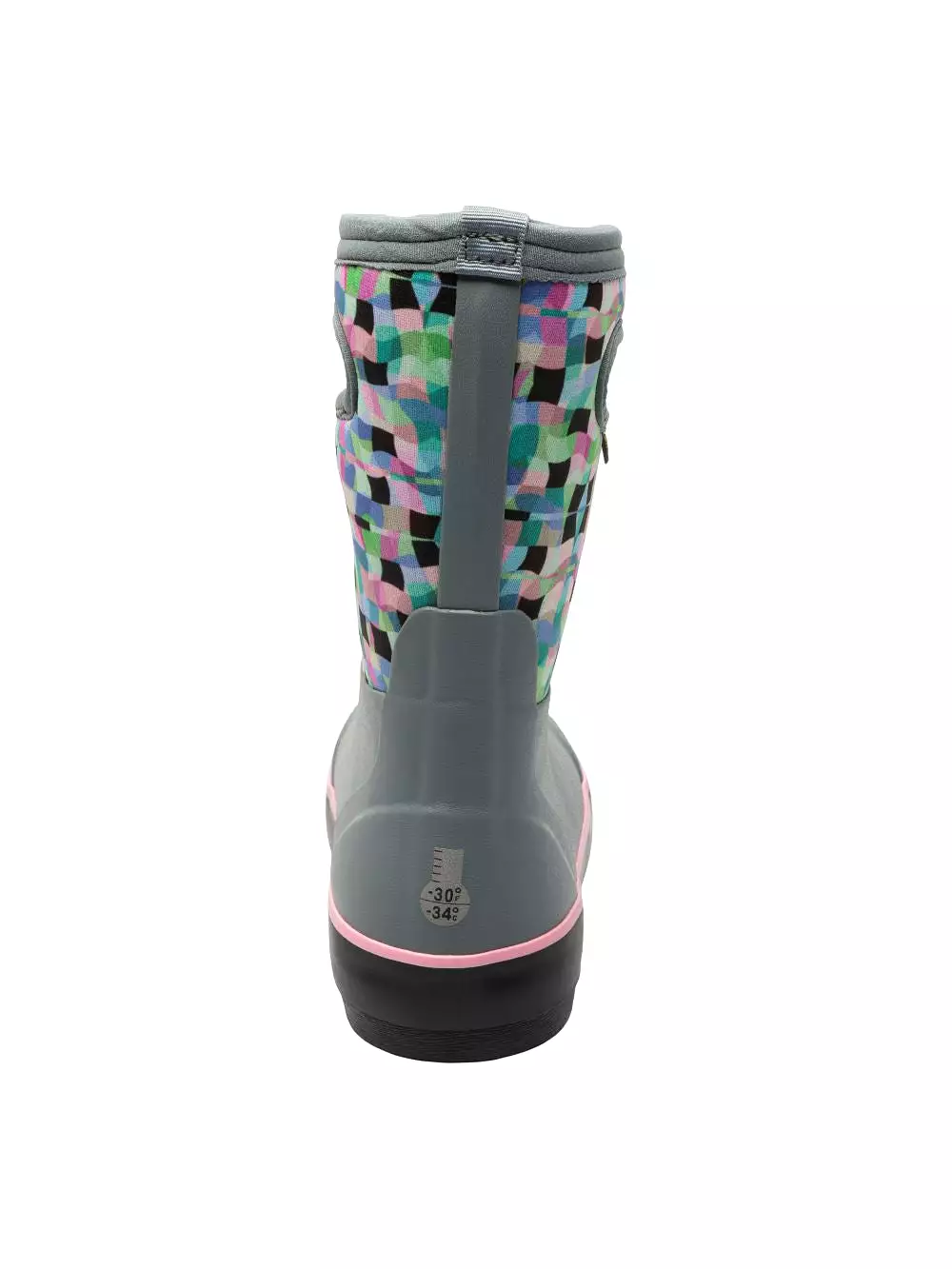 'BOGS' Kids' Classic II Checkered Geo Insulated WP Rainboots - Misty Gray