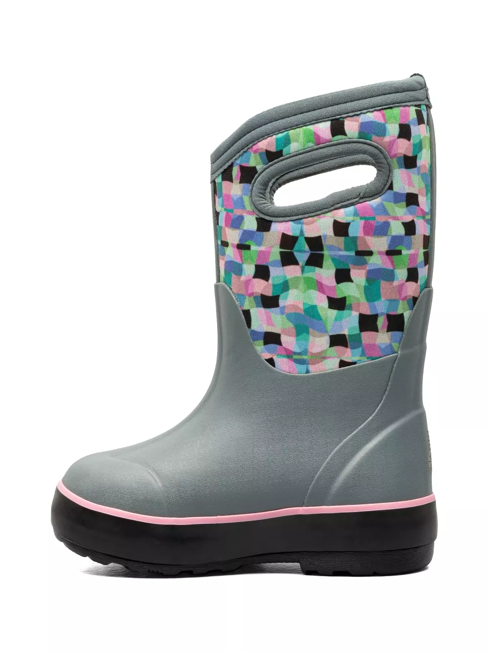 'BOGS' Kids' Classic II Checkered Geo Insulated WP Rainboots - Misty Gray