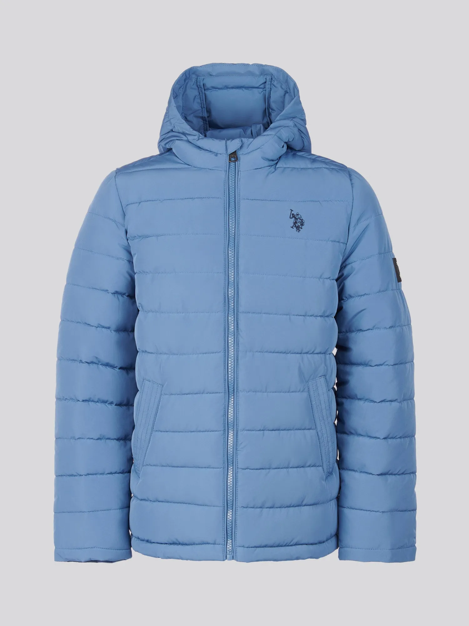 Boys Lightweight Quilt Hooded Puffer Jacket in Blue Horizon