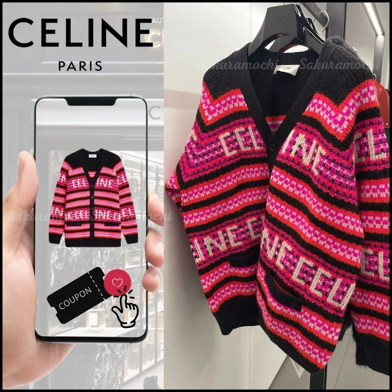 CELINE  |Wool Logo Luxury Outlet Cardigans