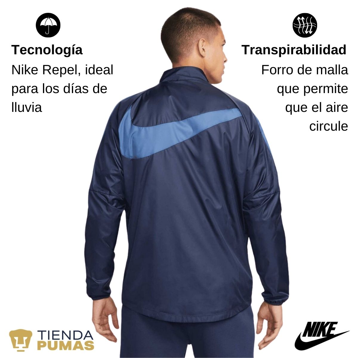 Chamarra Fútbol Hombre Nike Pumas UNAM Repel Academy Awf