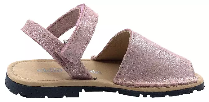 ChildrenChic Girl's Menorquina Sandals, Antique Pink Shimmer