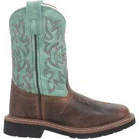 'Dan Post' Children's 8 Nia Western Square Toe - Brown / Turquoise