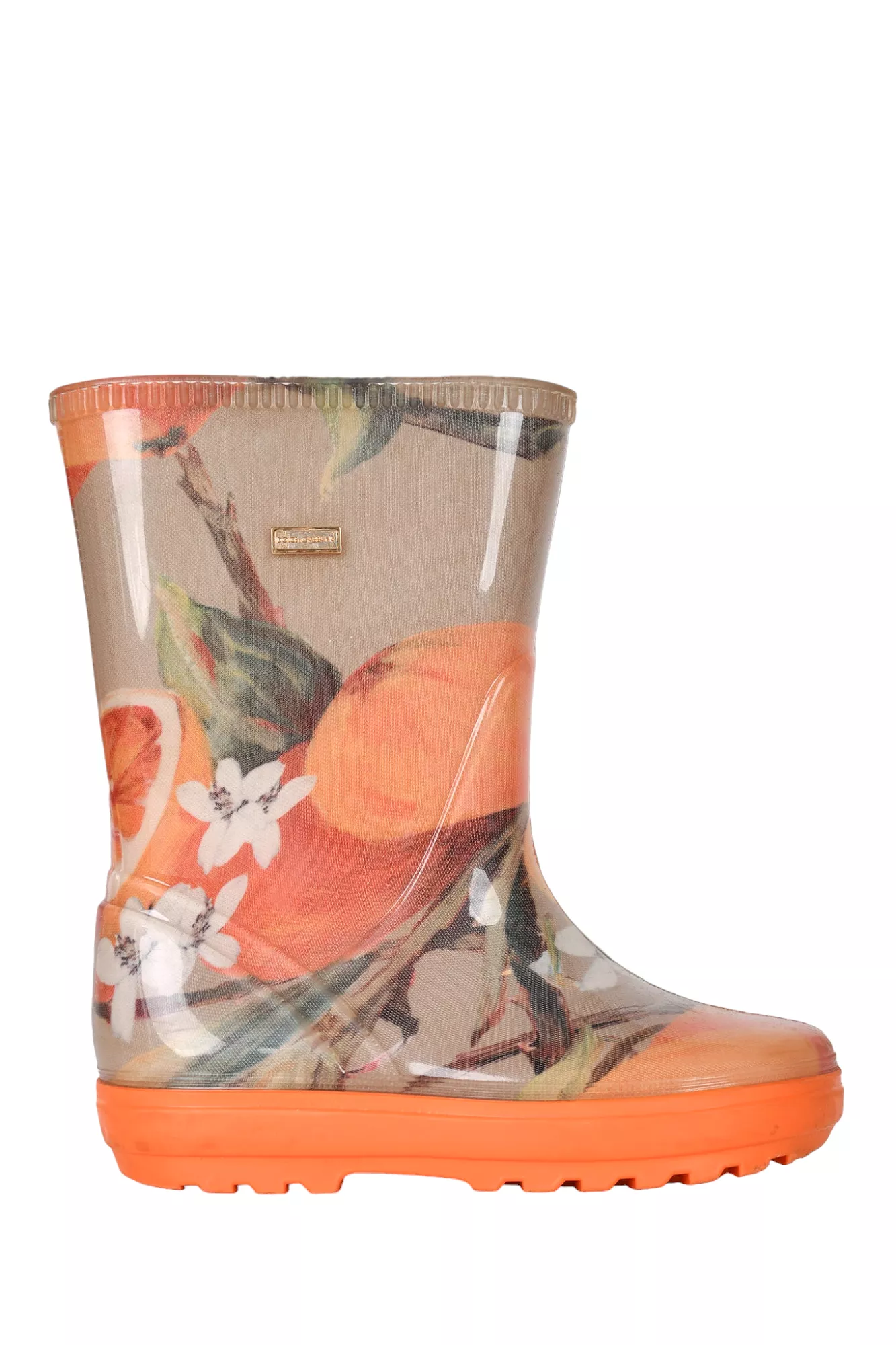 Dolce & Gabbana Orange Printed Rubber Rain Boots Size 28 Kids