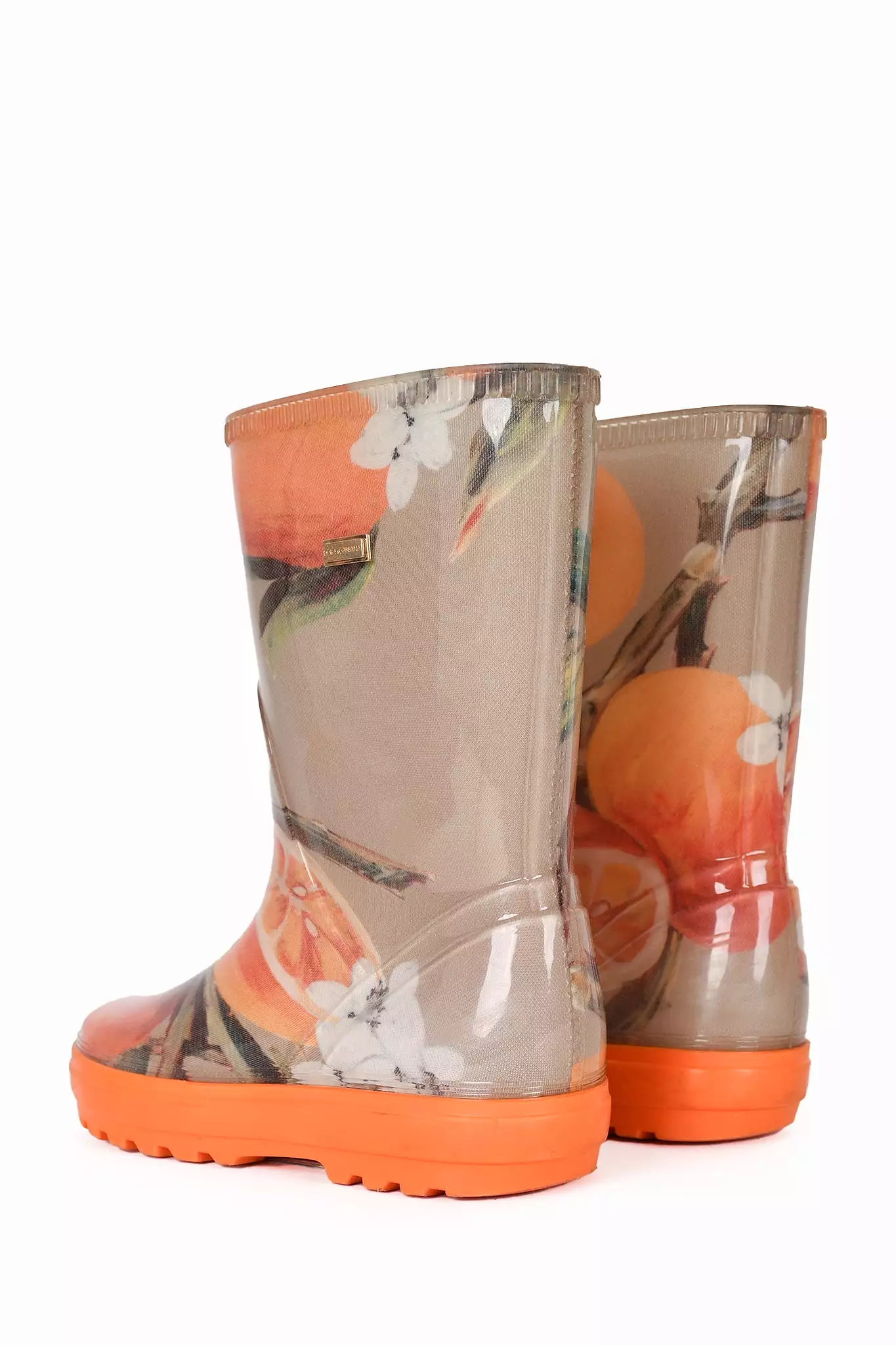 Dolce & Gabbana Orange Printed Rubber Rain Boots Size 28 Kids