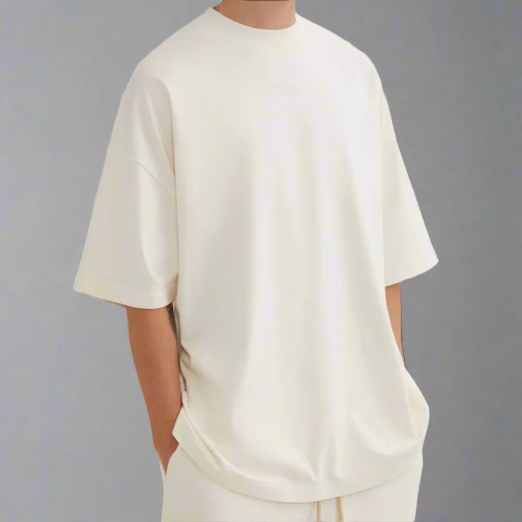 Fear of God Essentials Applique Logo Drop Shoulder Tee Cloud Dancer (Oversized)