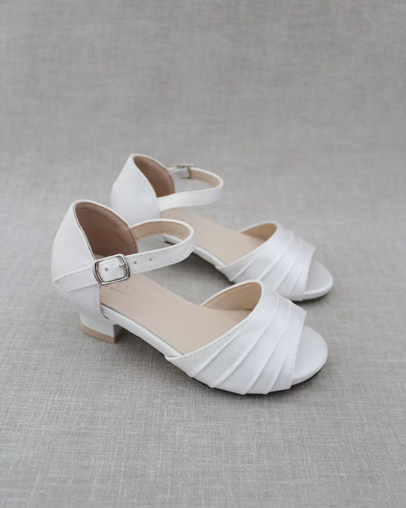 Girls Satin Low Heel Peep Toe Sandals