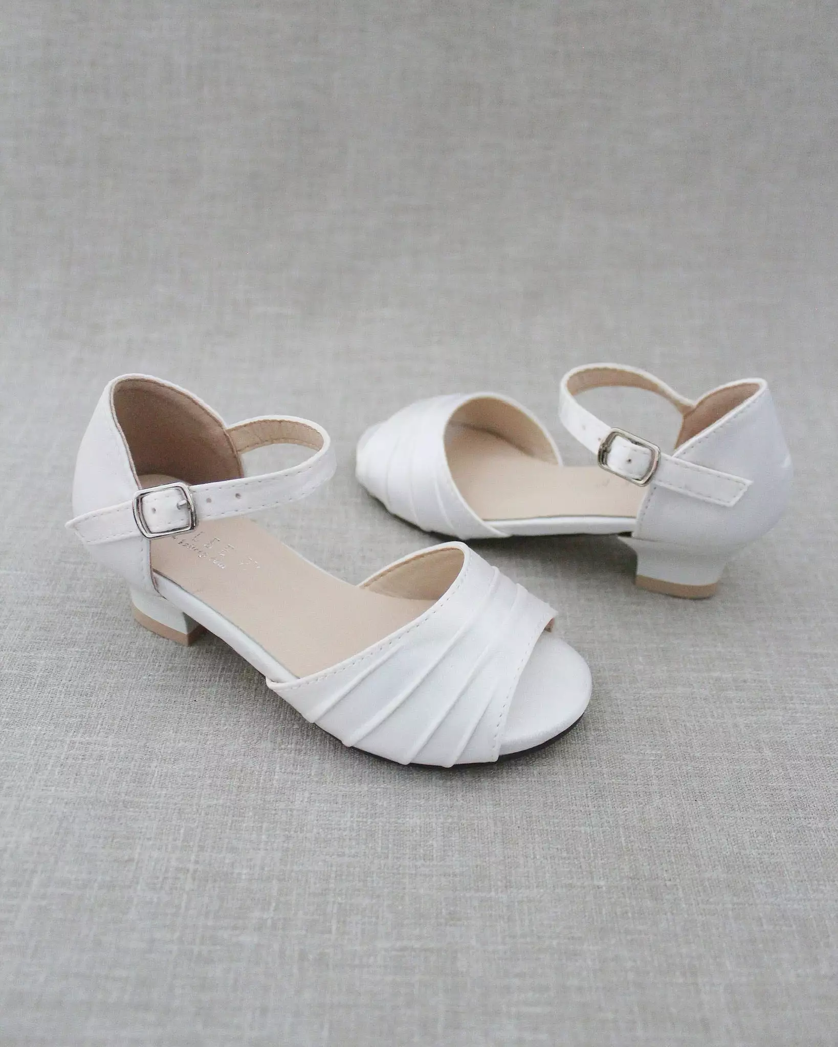 Girls Satin Low Heel Peep Toe Sandals