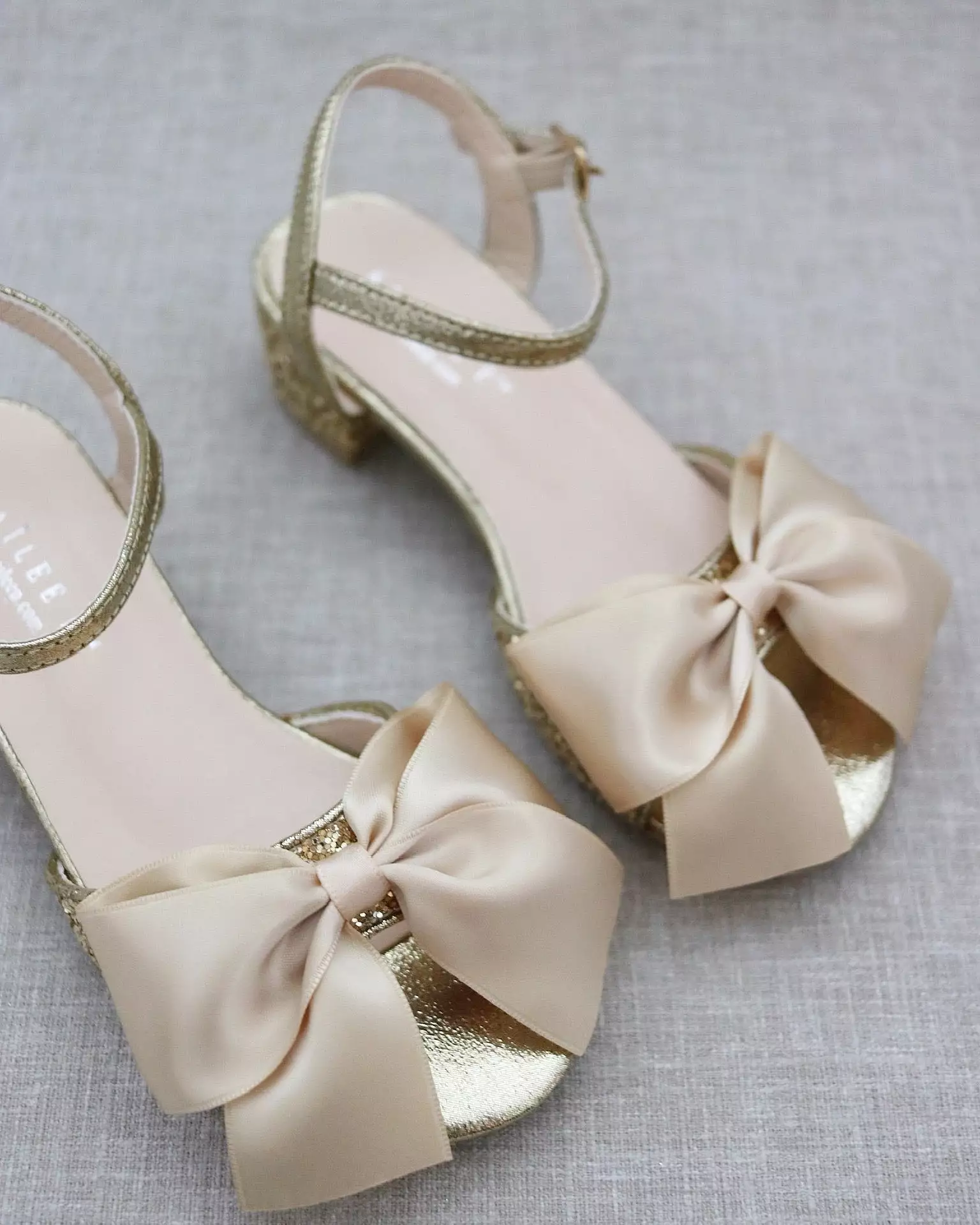 Gold Rock Glitter Block Heel Sandals with Bow