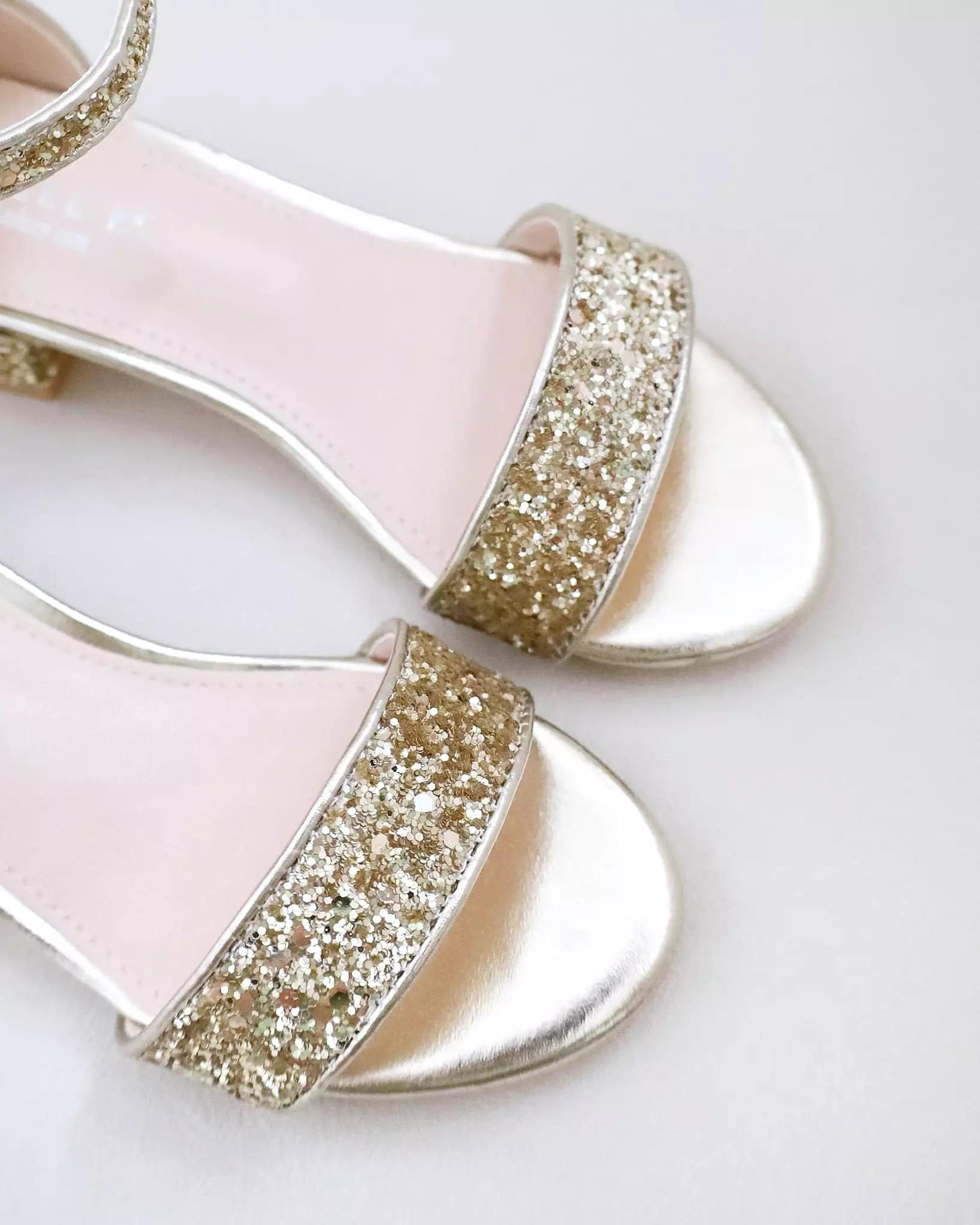 Gold Rock Glitter Low Block Heel Girls Sandals