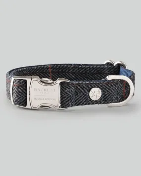 Grey Checked Herringbone Tweed Dog Collar