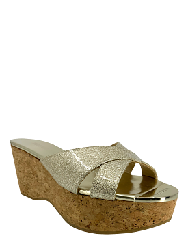 Jimmy Choo Perfume High Cork Wedge Slide Size 8