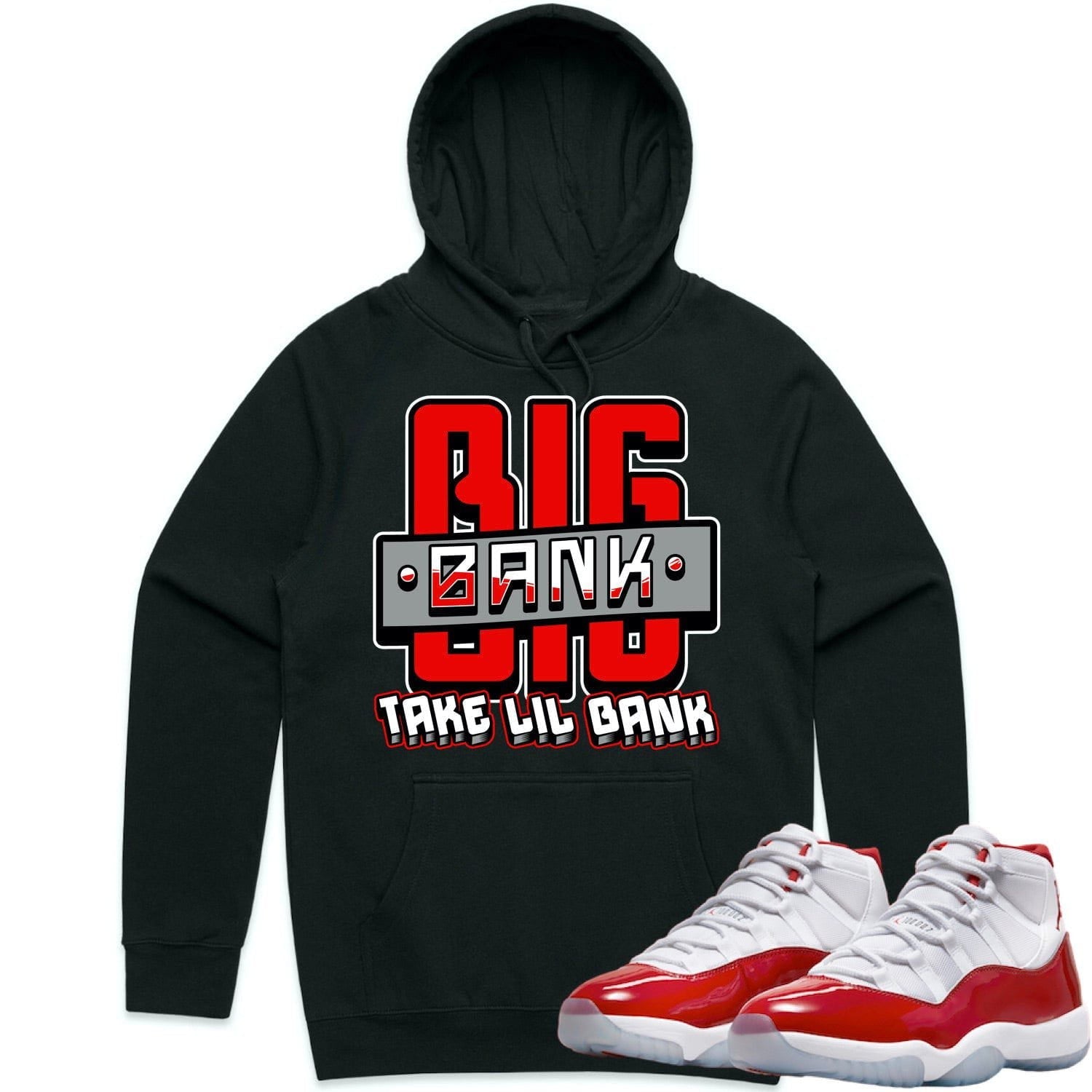 Jordan 11 Cherry 11s Hoodie to Match - RED BIG BANK