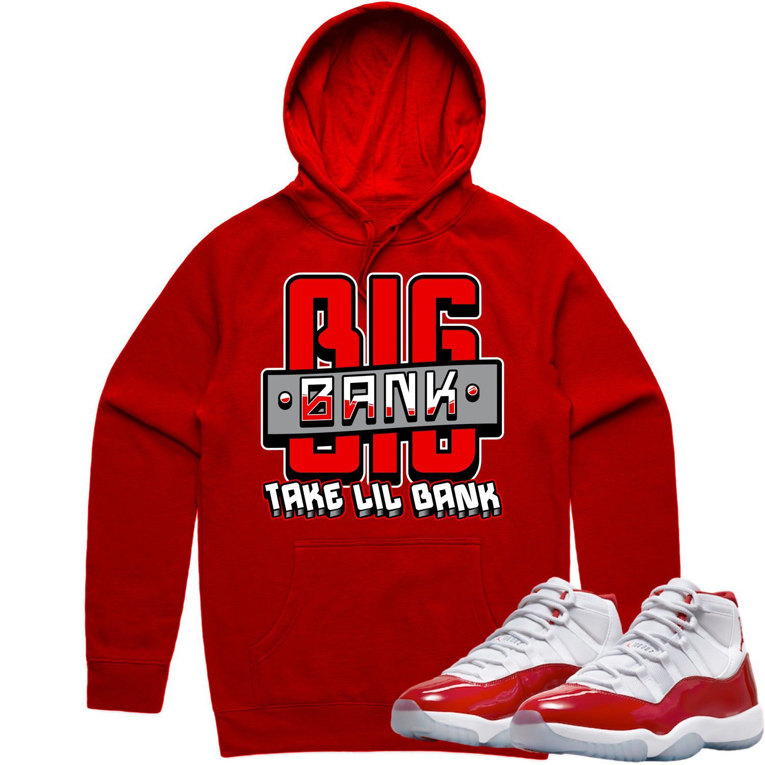 Jordan 11 Cherry 11s Hoodie to Match - RED BIG BANK