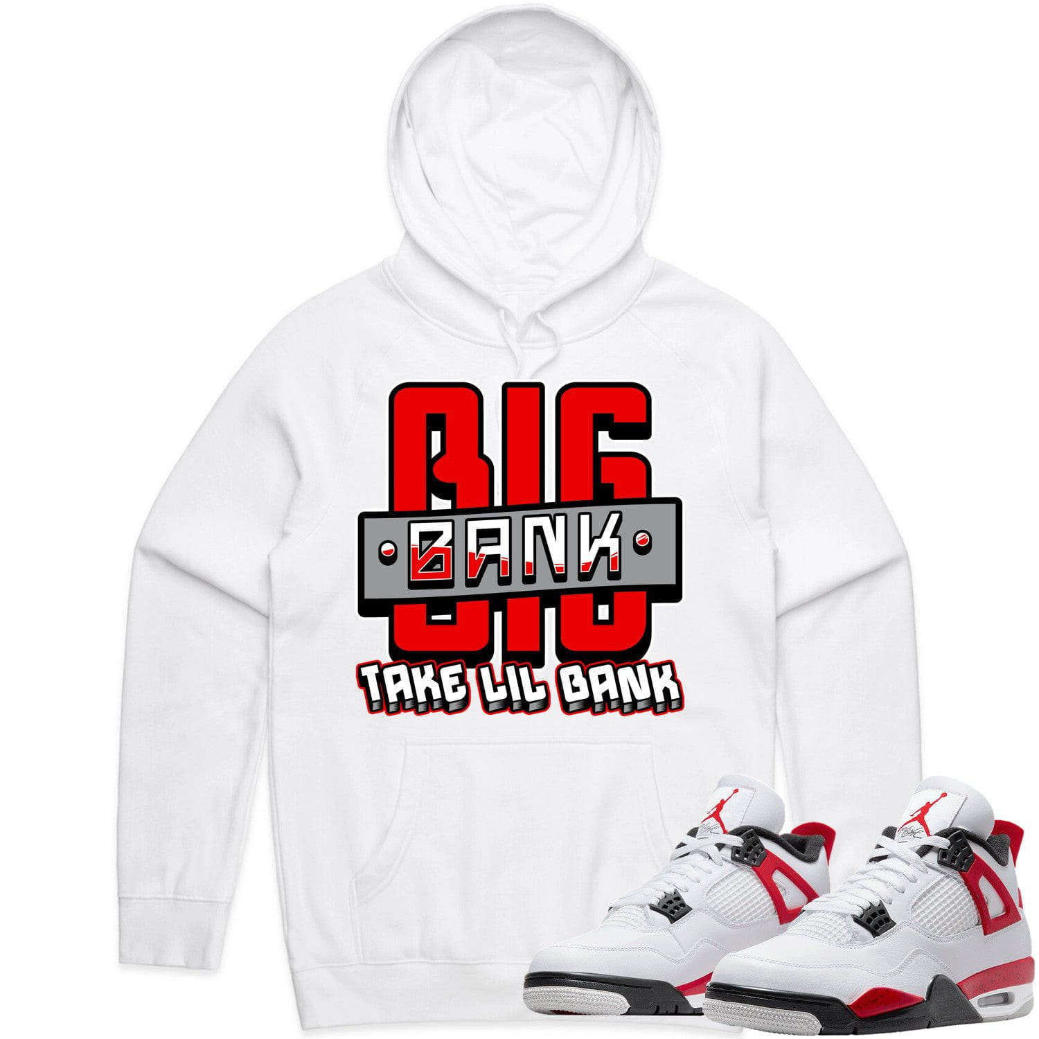 Jordan 4 Red Cement 4s Hoodie to Match - RED BIG BANK