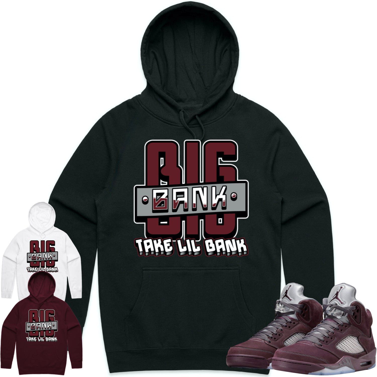 Jordan 5 Burgundy 5s Hoodie to Match - BURGUNDY BIG BANK