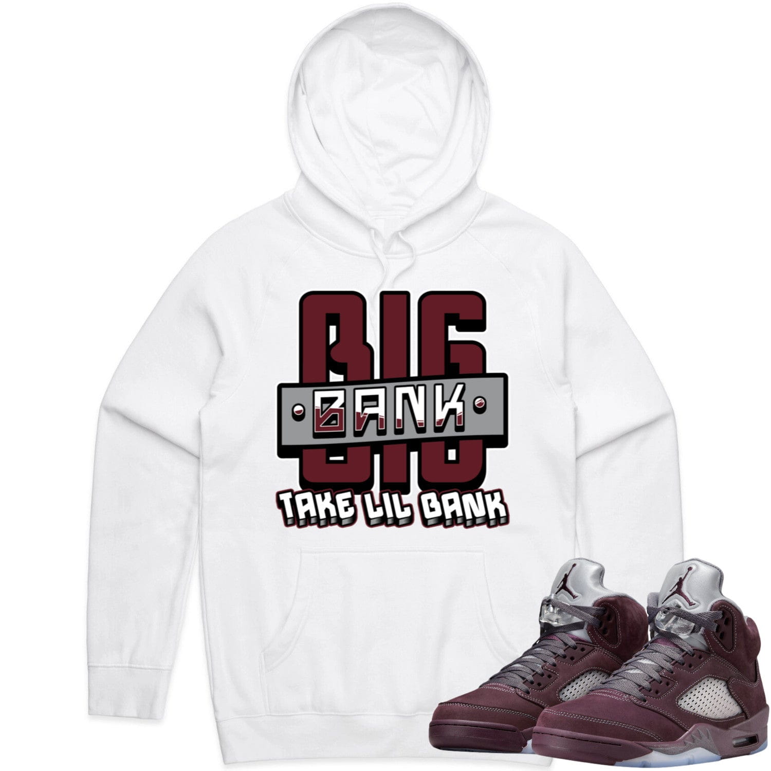 Jordan 5 Burgundy 5s Hoodie to Match - BURGUNDY BIG BANK