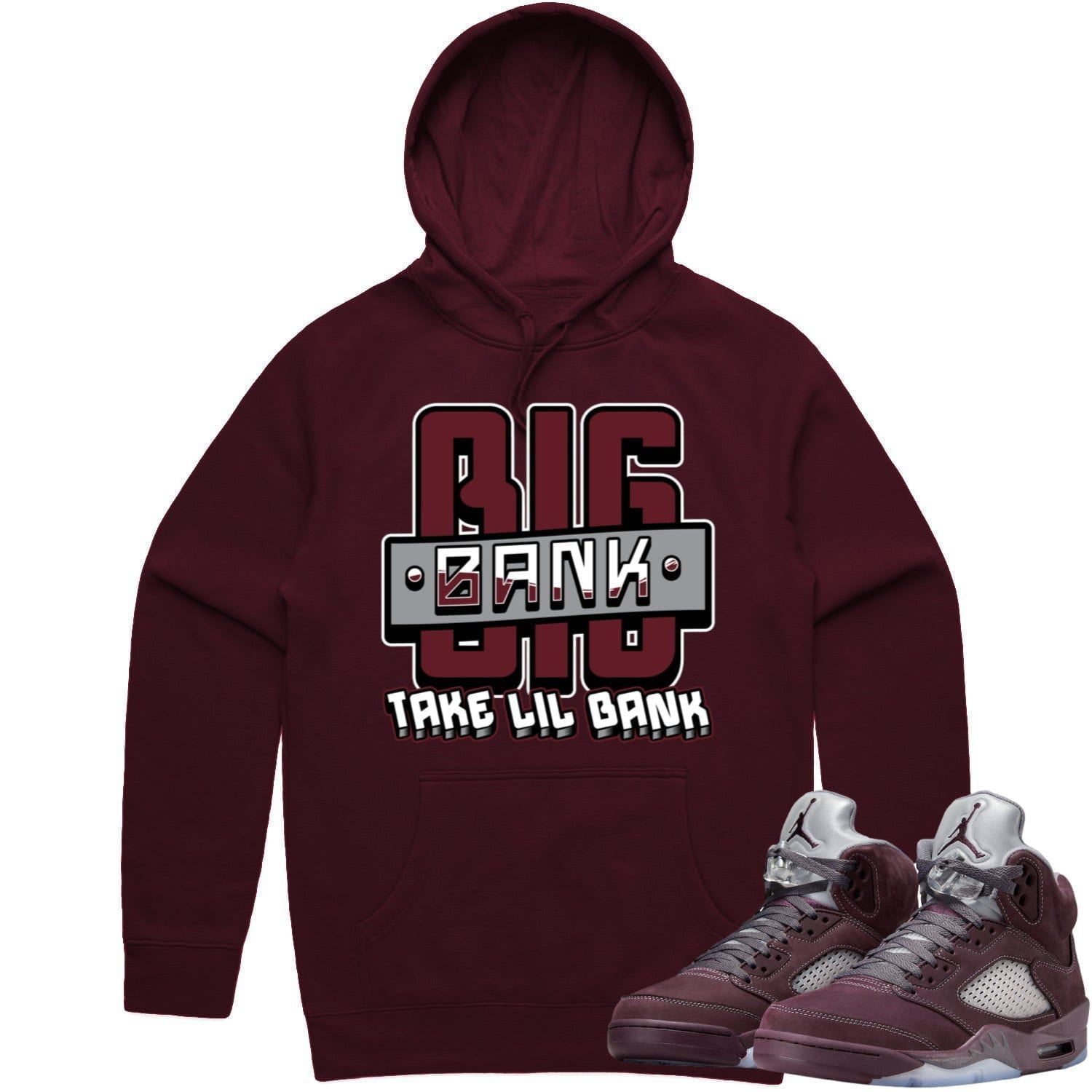 Jordan 5 Burgundy 5s Hoodie to Match - BURGUNDY BIG BANK