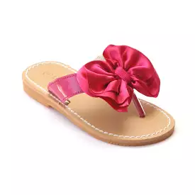 L'Amour Girls Fuchsia Satin Bow Sandals