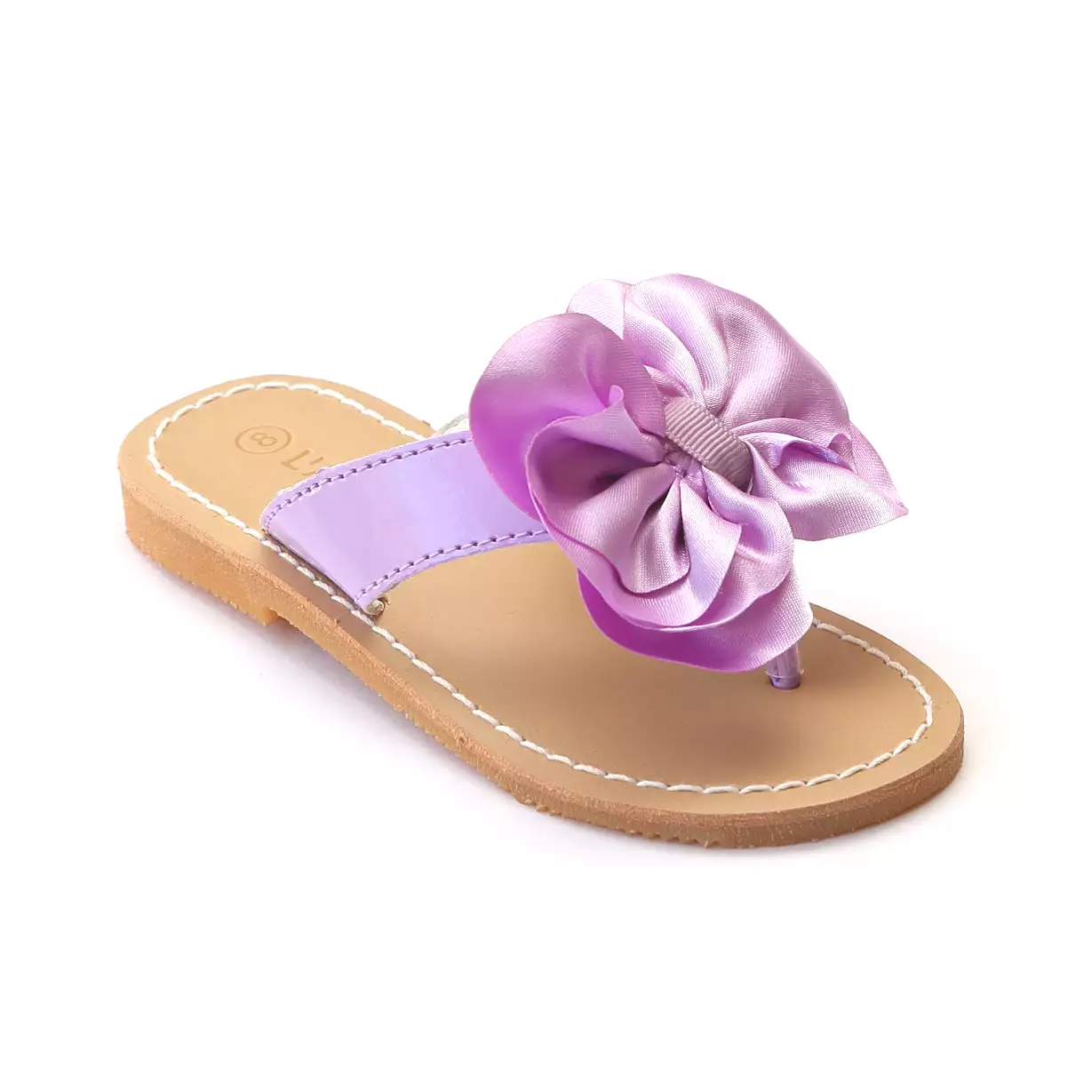 L'Amour Girls Lilac Satin Bow Sandals