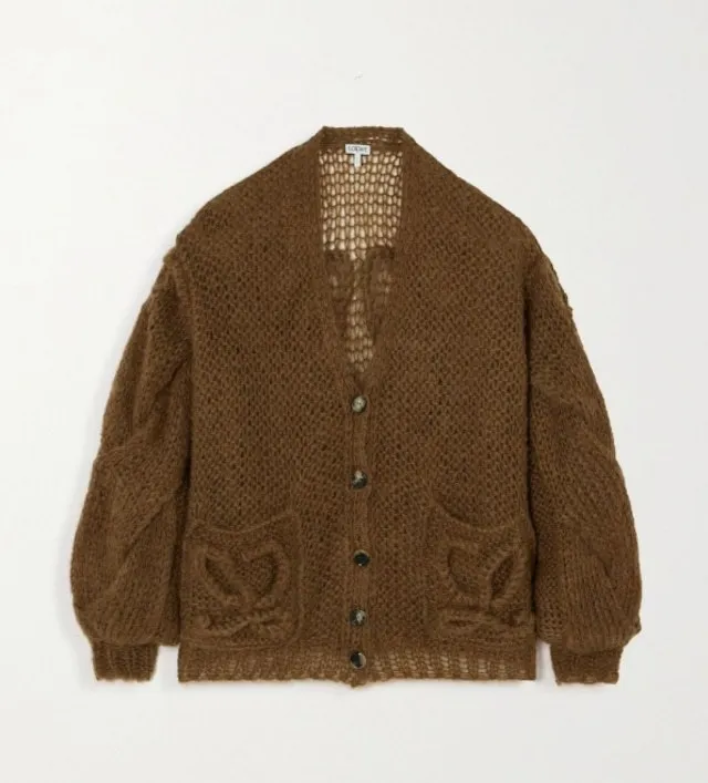 LOEWE  |Casual Style Wool Plain Puff Sleeves Logo Cardigans