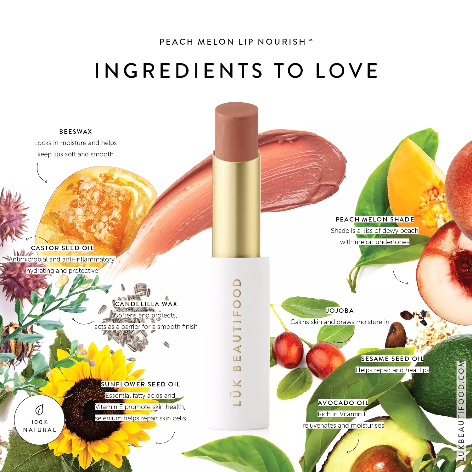 Luk Beautifood Lip Nourish Organic Lipstick Peach Melon