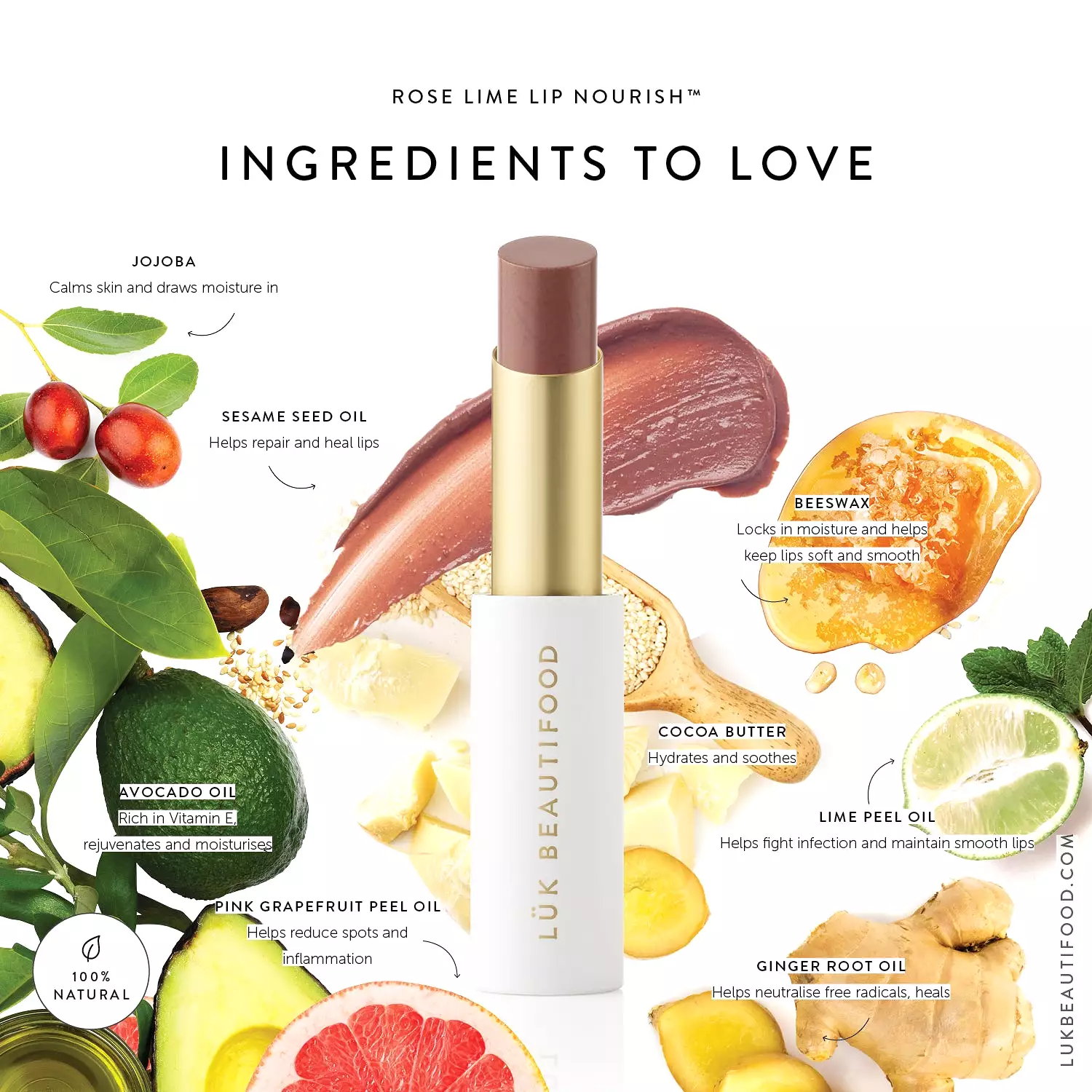 Luk Beautifood Lip Nourish Organic Lipstick Rose Lime