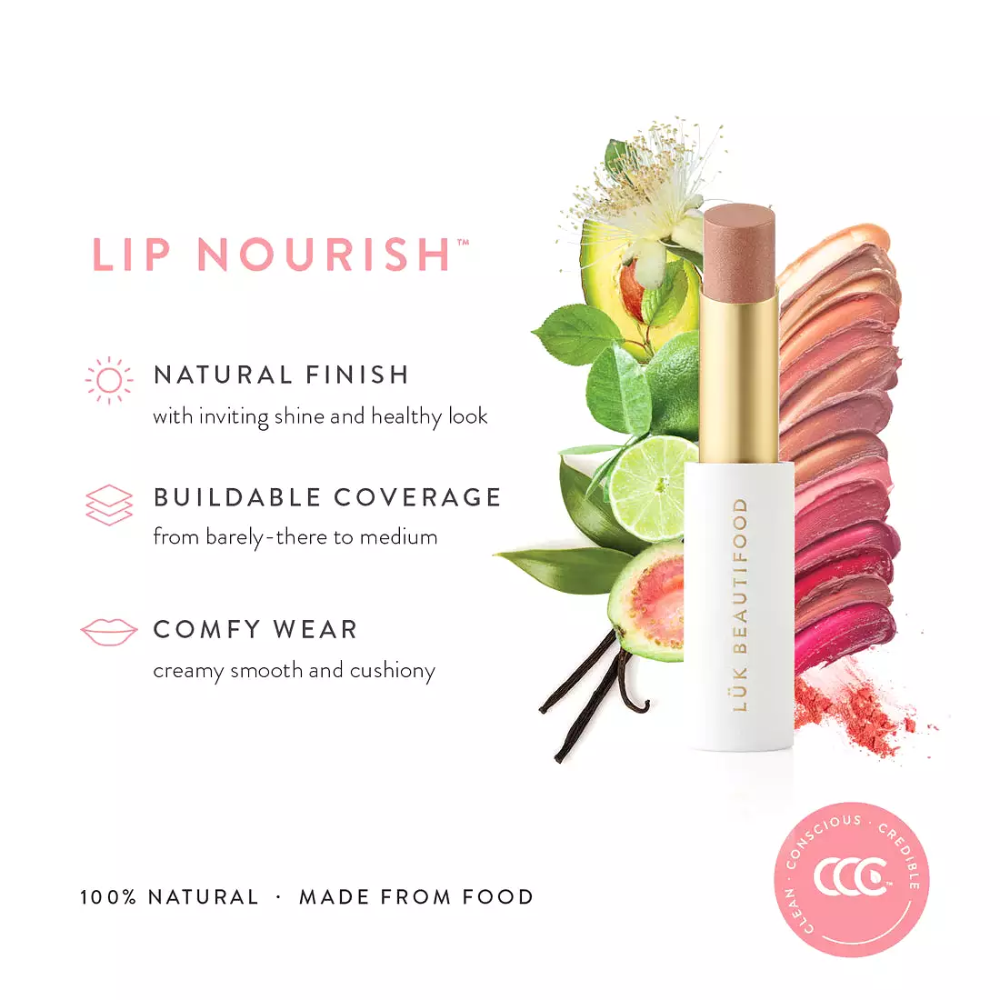 Luk Beautifood Lip Nourish Organic Natural Lipstick Guava Blush