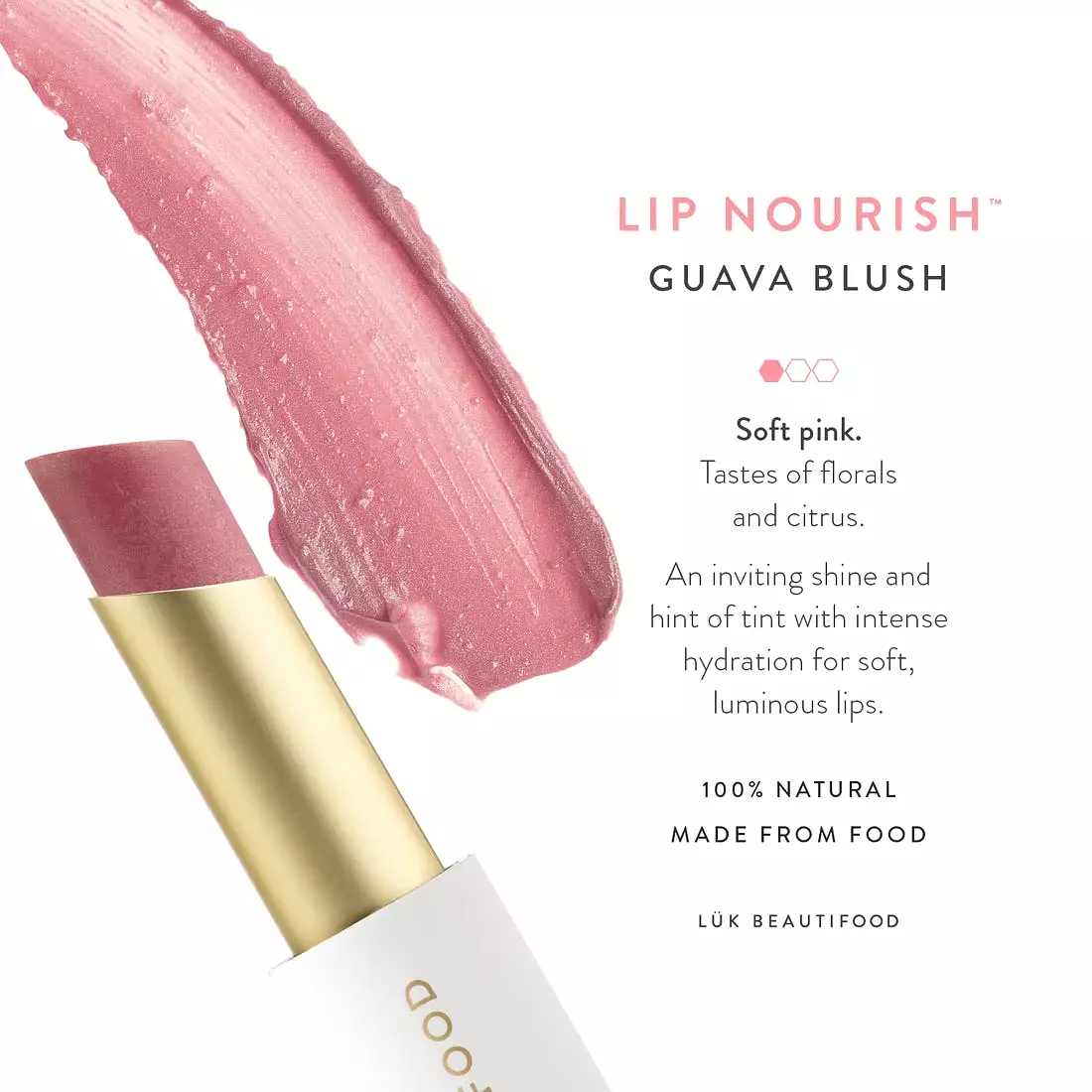 Luk Beautifood Lip Nourish Organic Natural Lipstick Guava Blush