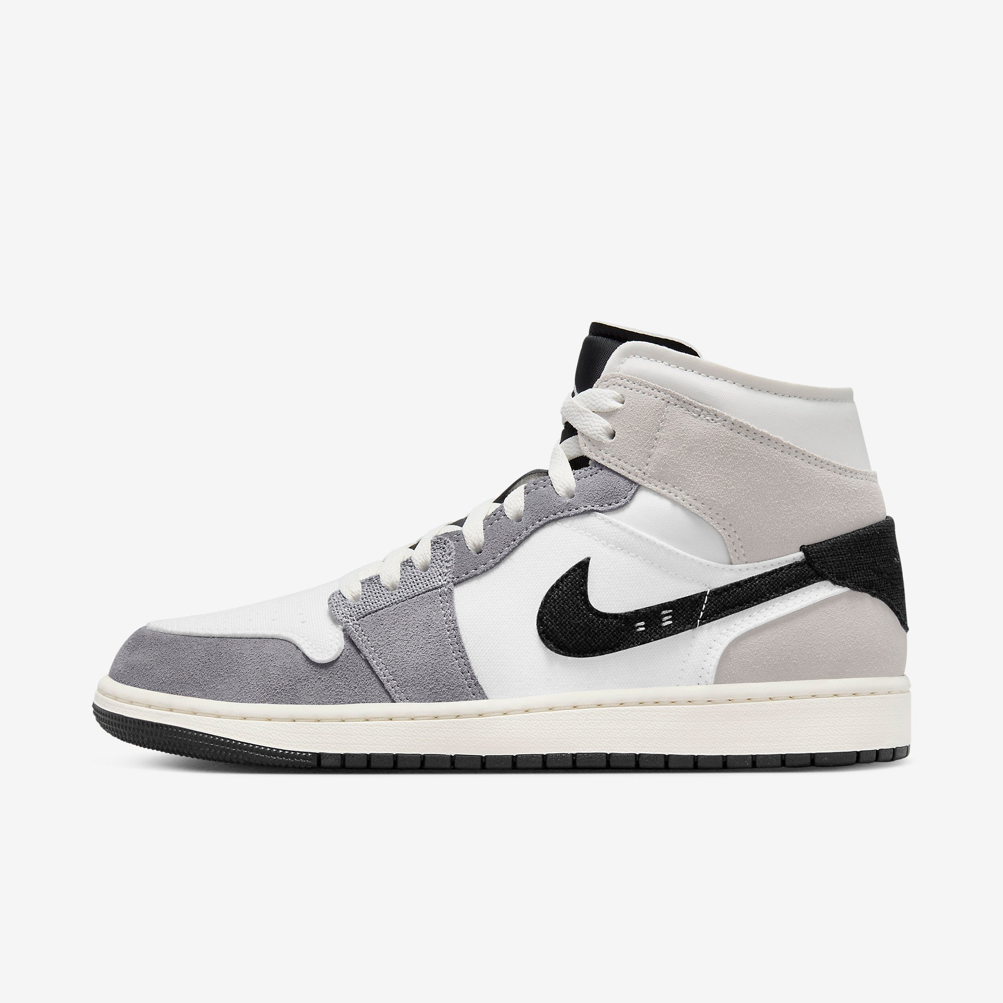 (Men's) Air Jordan 1 Mid SE Craft 'Cement Grey / Black' (2023) DZ4136-002