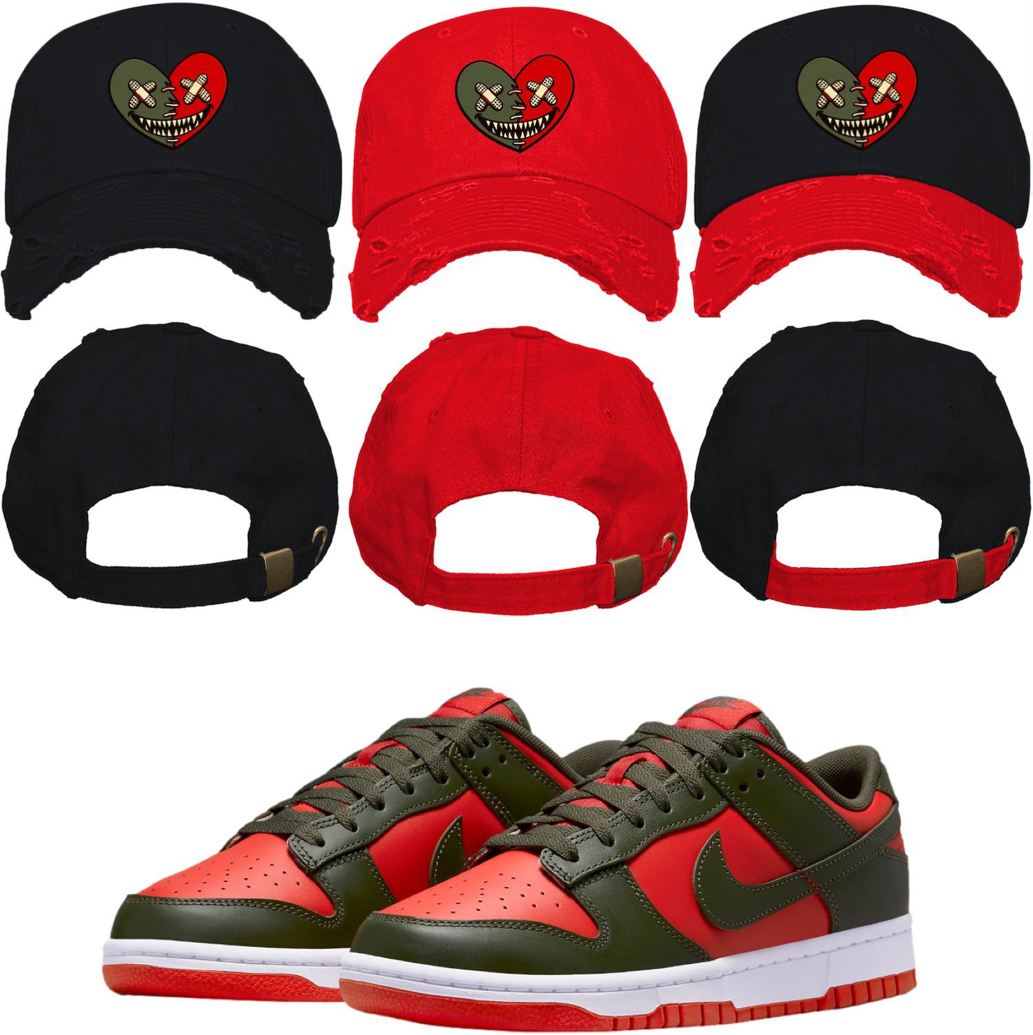 Mystic Red Dunks Dad Hat to Match - OLIVE HEART BAWS