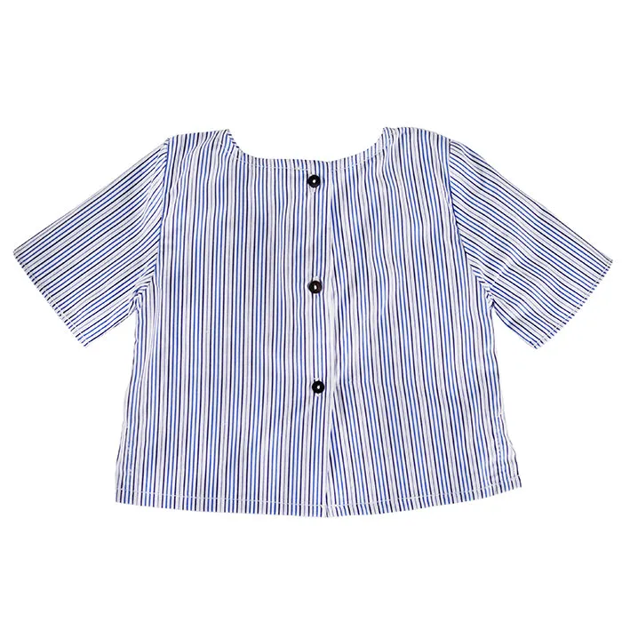 Pequeno Tocon Baby Short Sleeved Shirt Blue Stripes