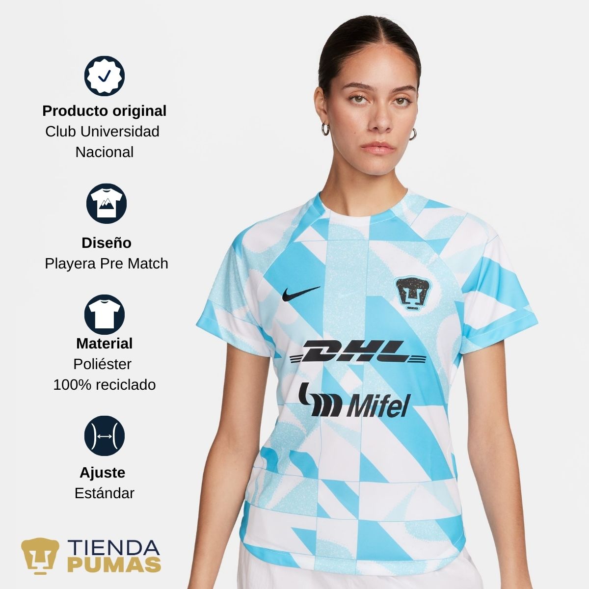 Playera Nike Pumas UNAM Mujer Pre Match FD9232-101