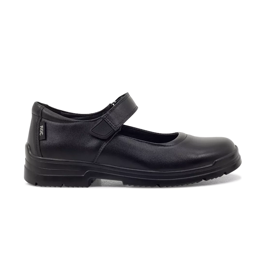 ROC BOOTS JUNIOR ROULETTE STRAP BLACK LEATHER SCHOOL SHOES